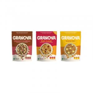 GRANOVA Chocolate Cranberry Coconut Granola Oats Grains Nuts/Honey Almond Granola Oats Grains Nuts/Banana Nut Granola Oats Grains Nuts 100g Halal
